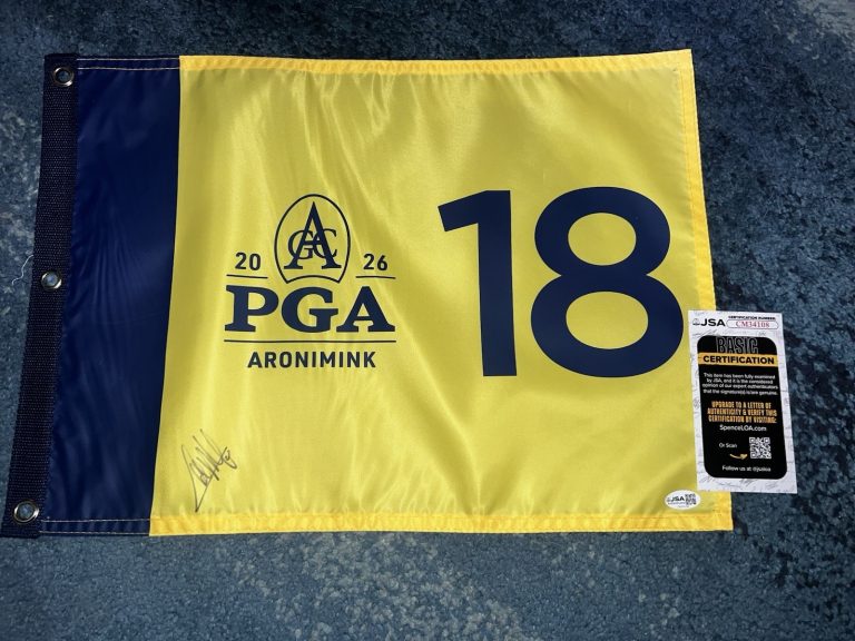 Collin Morikawa Signed Official 2026 PGA Championship Flag Aronimink GC JSA #2