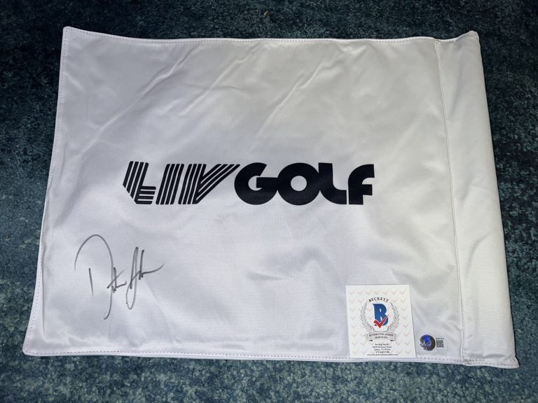 Dustin Johnson Signed Official LIV Golf Flag 3x LIV Champion Aces Boston Beckett