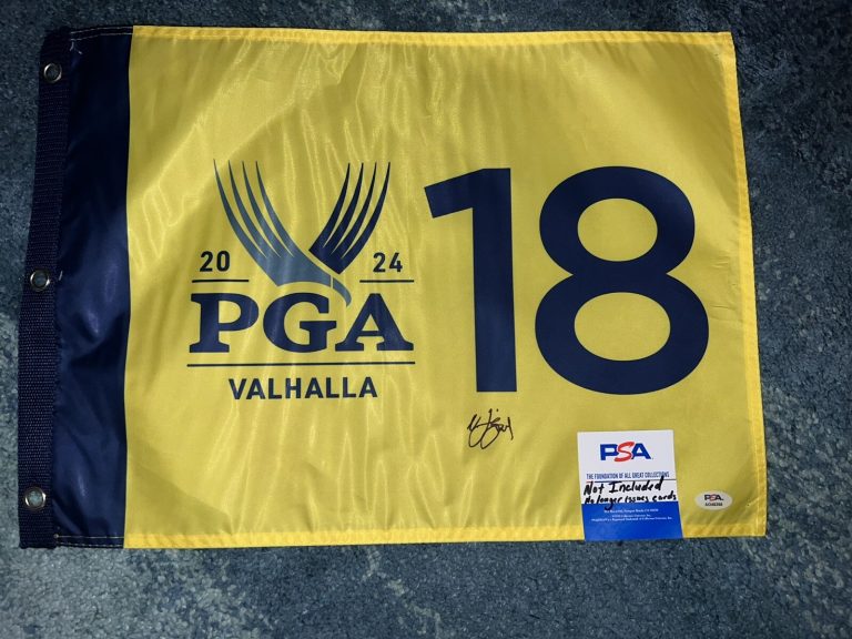 Nicolai Hojgaard Signed Official 2024 PGA Championship Flag Valhalla Golf PSA #2