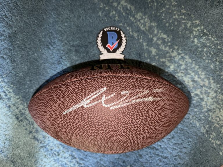 Jaxson Dart Signed Wilson NFL Football New York Giants Star Beckett