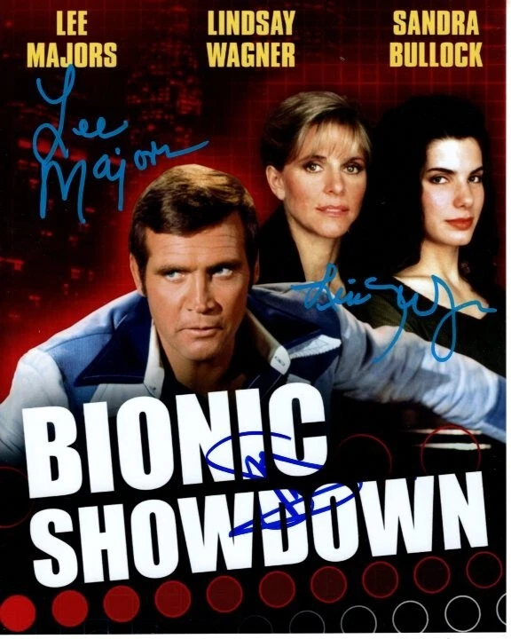 LEE MAJORS, SANDRA BULLOCK and LINDSAY WAGNER Signed 8x10 Photo w/ Hologram COA