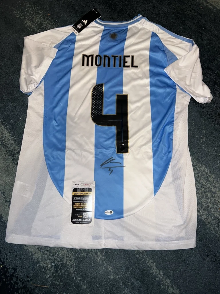 Gonzalo Montiel Signed Argentina 2022 World Cup Jersey Champs Legend JSA Auth