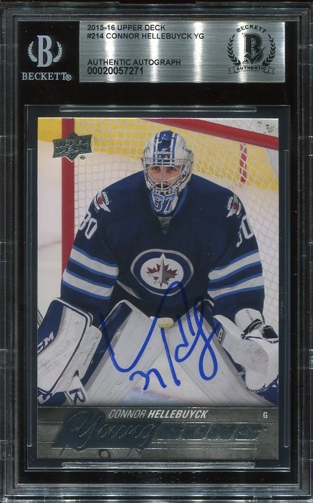 CONNOR HELLEBUYCK signed 2015 UD YOUNG GUNS ROOKIE CARD RC YG BECKETT (BAS) USA
