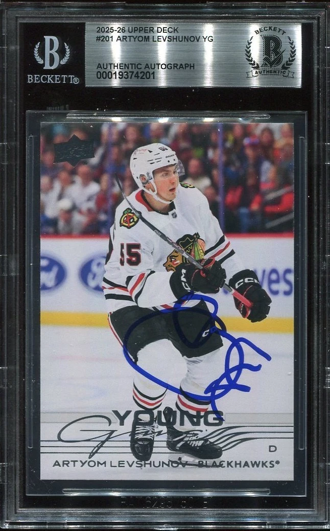 ARTYOM LEVSHUNOV signed auto 2025-26 UD YOUNG GUNS ROOKIE CARD RC YG BECKETT BAS