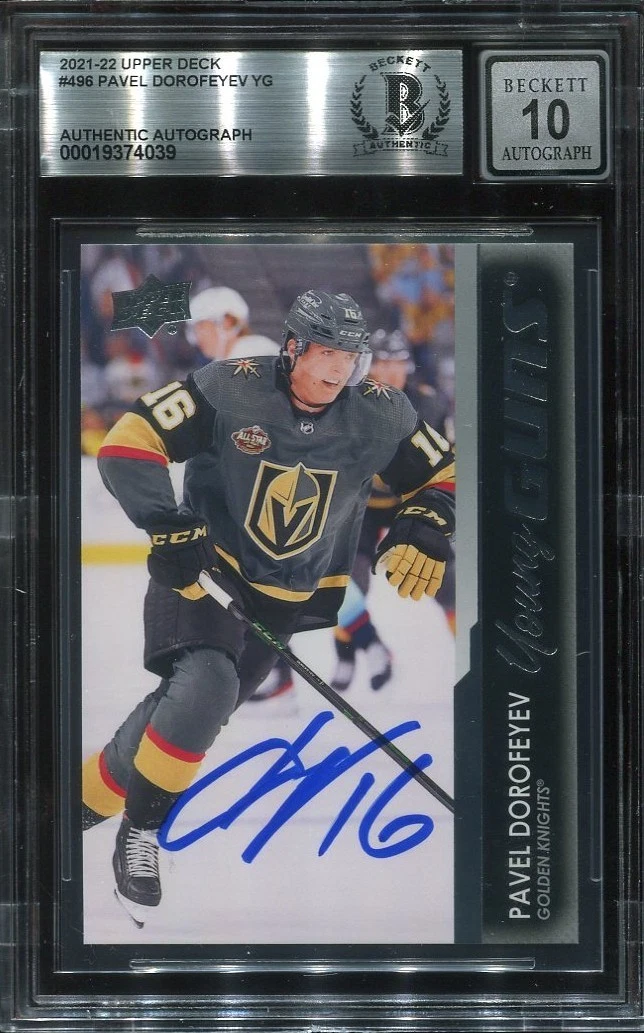 PAVEL DOROFEYEV signed auto 2021 UD YOUNG GUNS ROOKIE CARD RC YG BECKETT 10 BAS