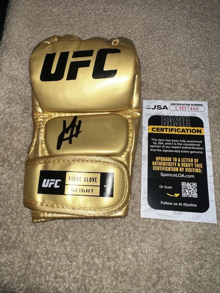 Josh Hokit Signed Gold UFC MMA Glove UFC Legend The Incredible Hok JSA Auth