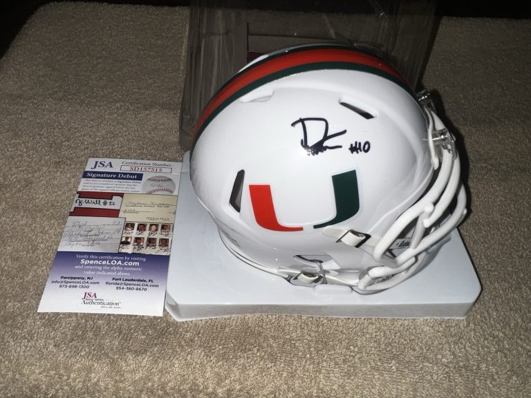 Darian Mensah Signed Official University Of Miami Mini Helmet Star JSA Auth