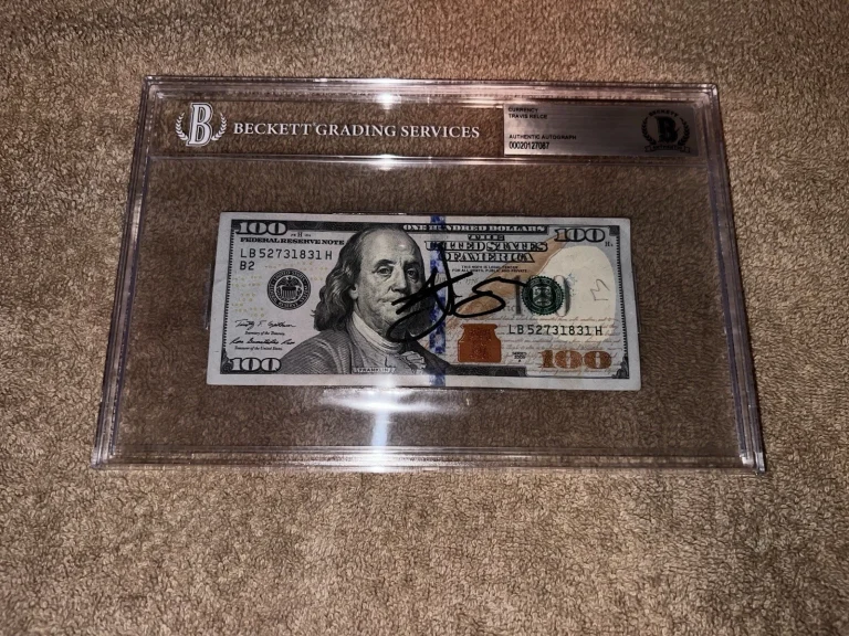 Travis Kelce Signed Official $100 Dollar Bill Currency Taylor Swift Beckett