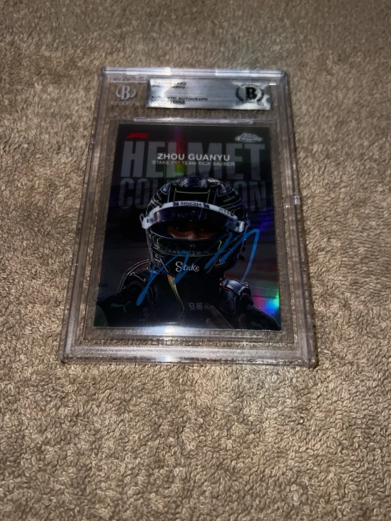 Zhou Guanyu Signed 2024 Topps Chrome Helmet Card Formula 1 Star Beckett
