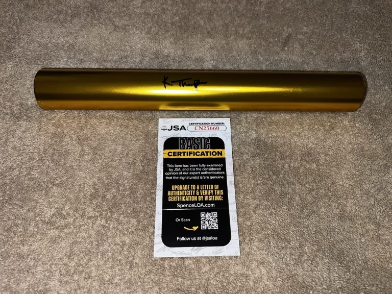 Kishane Thompson Signed Gold Baton Olympic Gold Jamaican Legend JSA Auth #2