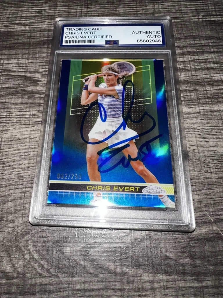 Chris Evert Signed 2024 Topps Chrome Card Blue #166 /250 Legend PSA/DNA