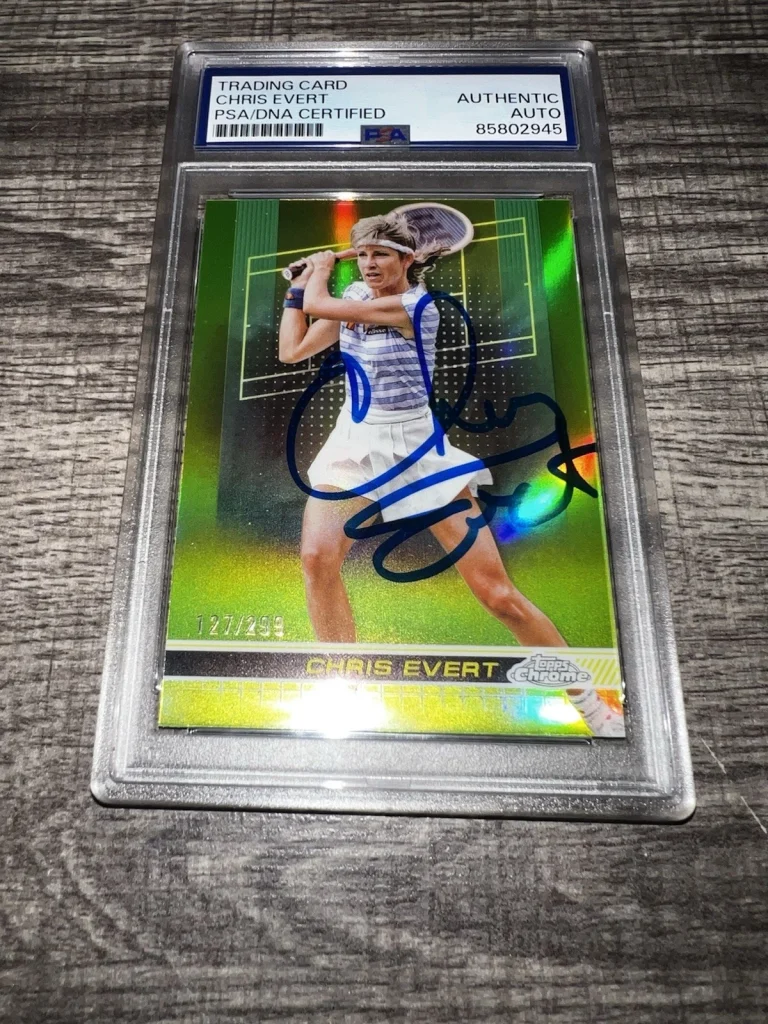 Chris Evert Signed 2024 Topps Chrome Card Green #166 /299 Legend PSA/DNA