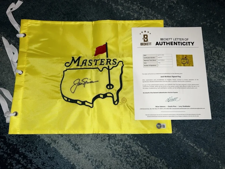 Jack Nicklaus Signed Undated Masters Flag 6x Masters Champ Legend Beckett #6