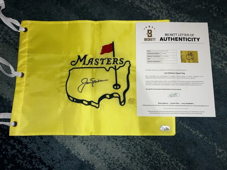 Jack Nicklaus Signed Undated Masters Flag 6x Masters Champ Legend Beckett #8