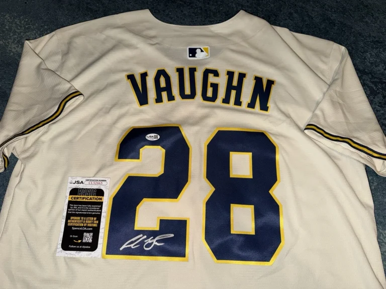 Andrew Vaughn Signed Milwaukee Brewers Jersey Superstar Slugger JSA Auth #2