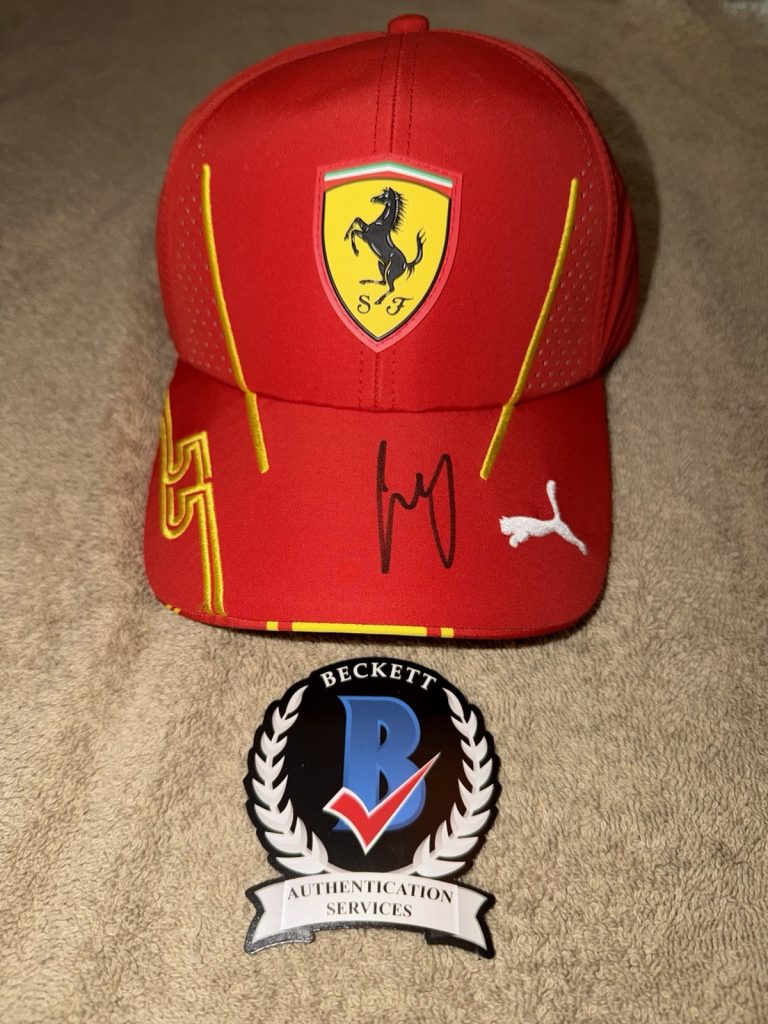 Carlos Sainz Signed Official Ferrari Racing Hat F1 Superstar #55 Spain Beckett
