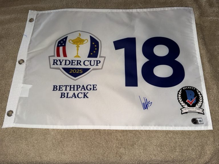 Ludvig Aberg Signed Official 2025 Ryder Cup Flag Champions Legend Beckett