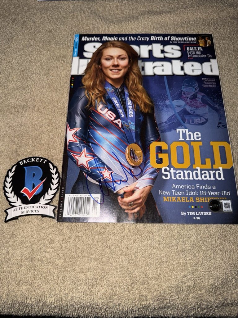Mikaela Shiffrin Signed Sports Illustrated Full Magazine Gold March 2014 Beckett
