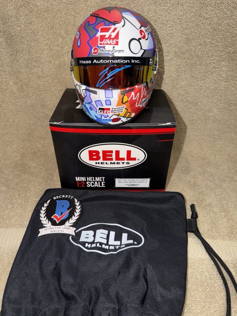 Esteban Ocon Signed Official 1:2 Mini Helmet 2025 Miami GP Haas Beckett