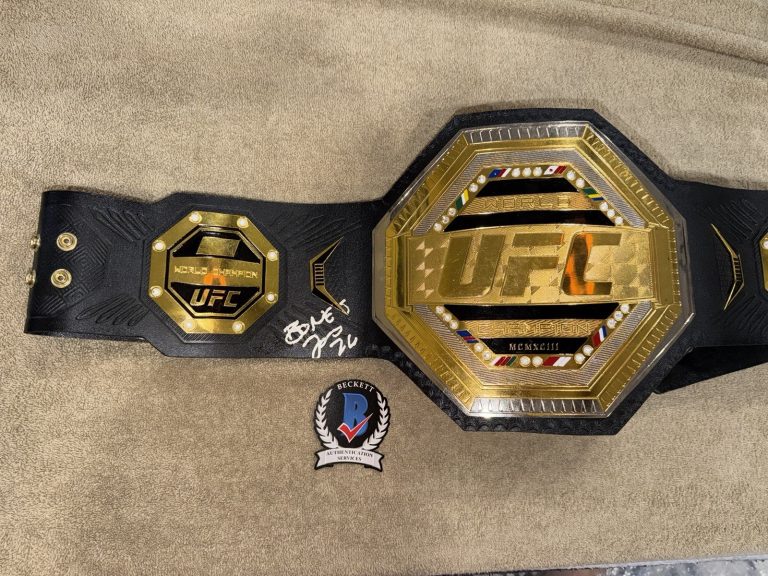 Jon Bones Jones Signed Full Size UFC Belt Champ UFC Hall Of Fame Legend Beckett