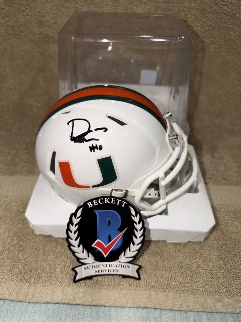 Darian Mensah Signed Official University Of Miami Mini Helmet Star Beckett