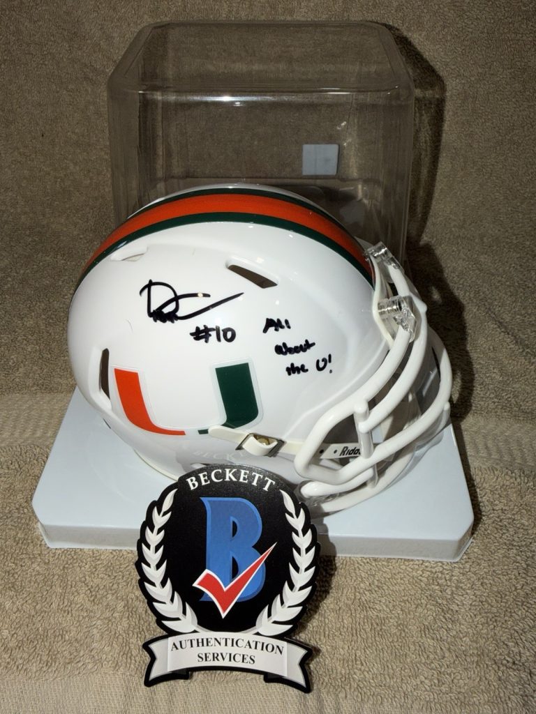 Darian Mensah Signed Official University Of Miami Mini Helmet Star Beckett #2