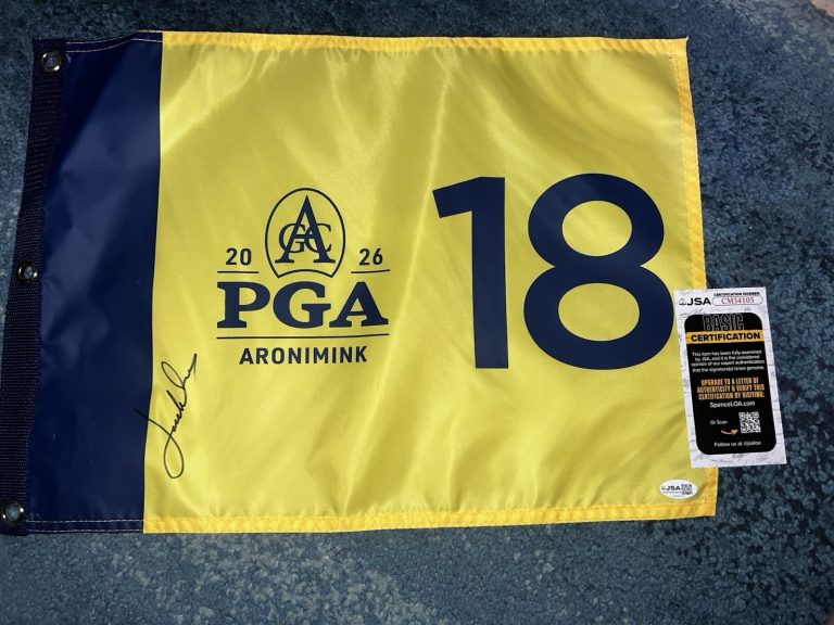 Jordan Spieth Signed Official 2026 PGA Championship Flag Aronimink GC JSA #3
