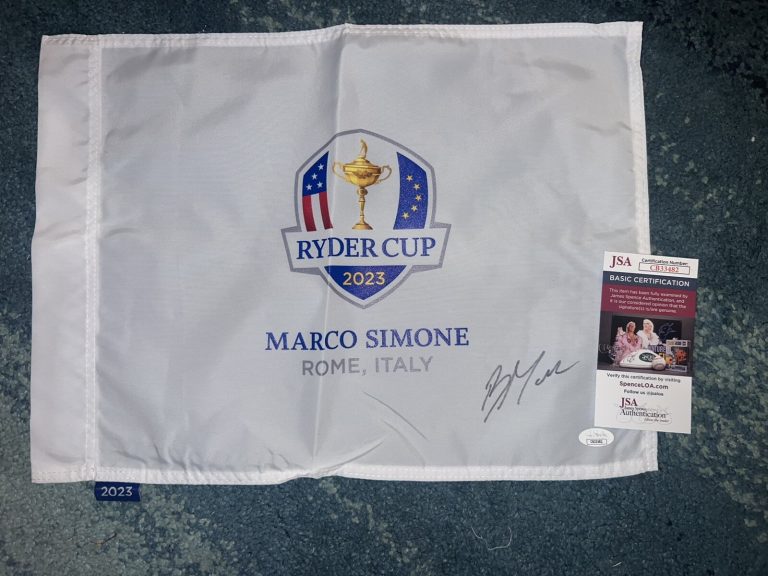 Robert MacIntyre Signed Official 2023 Ryder Cup Flag Marco Simone Champ JSA