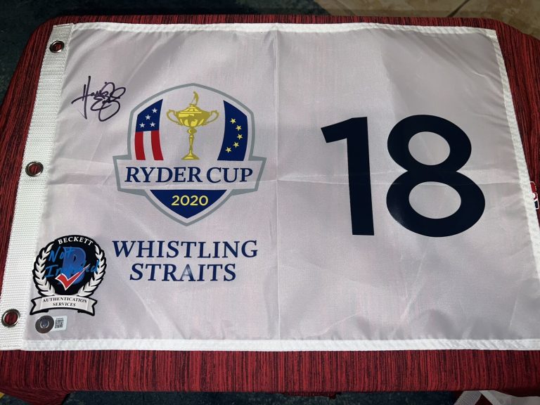 Harris English Signed Official 2020 Ryder Cup Flag Whistling Straits Beckett