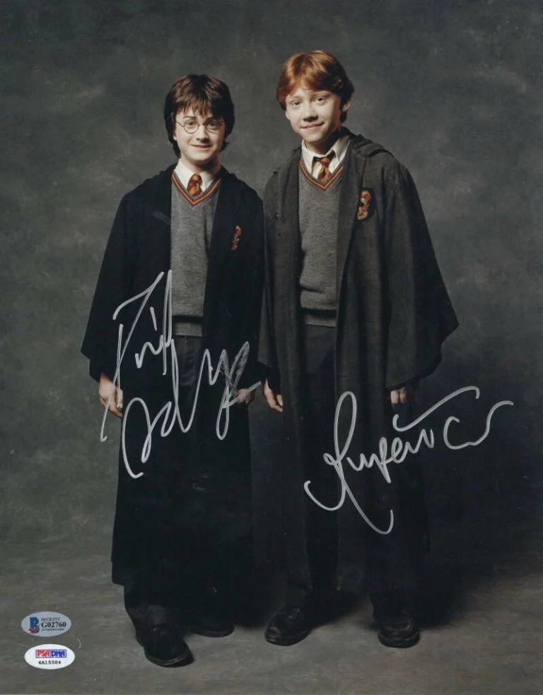DANIEL RADCLIFFE RUPERT GRINT SIGNED 11X14 PHOTO HARRY POTTER AUTOGRAPH BAS G