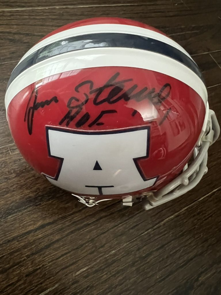 JAN STENERUD SIGNED FOOTBALL MINI HELMET KANSAS CITY CHIEFS HOF HALL OF FAME AFC