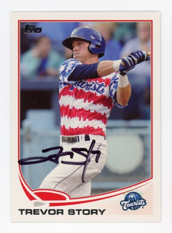 SIGNED BASEBALL CARD AUTO TREVOR STORY TOPPS 2013 PRO DEBUT #93 ROOKIE RC