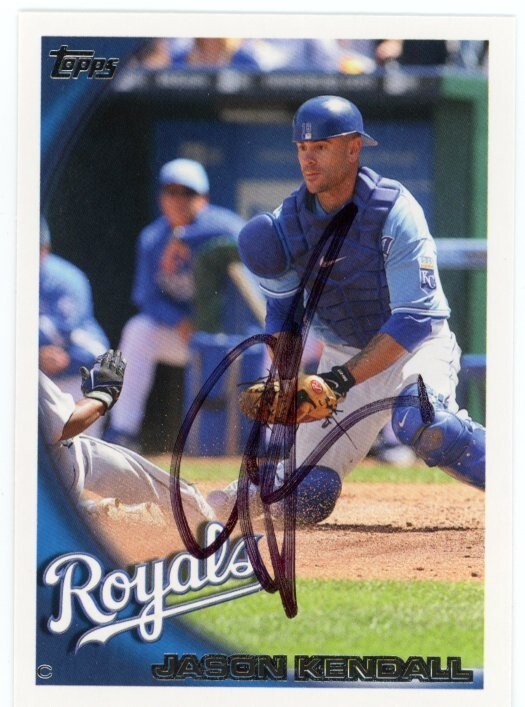 SIGNED BASEBALL CARD AUTO TOPPS KANSAS CITY ROYALS JASON KENDALL 2010 #US232