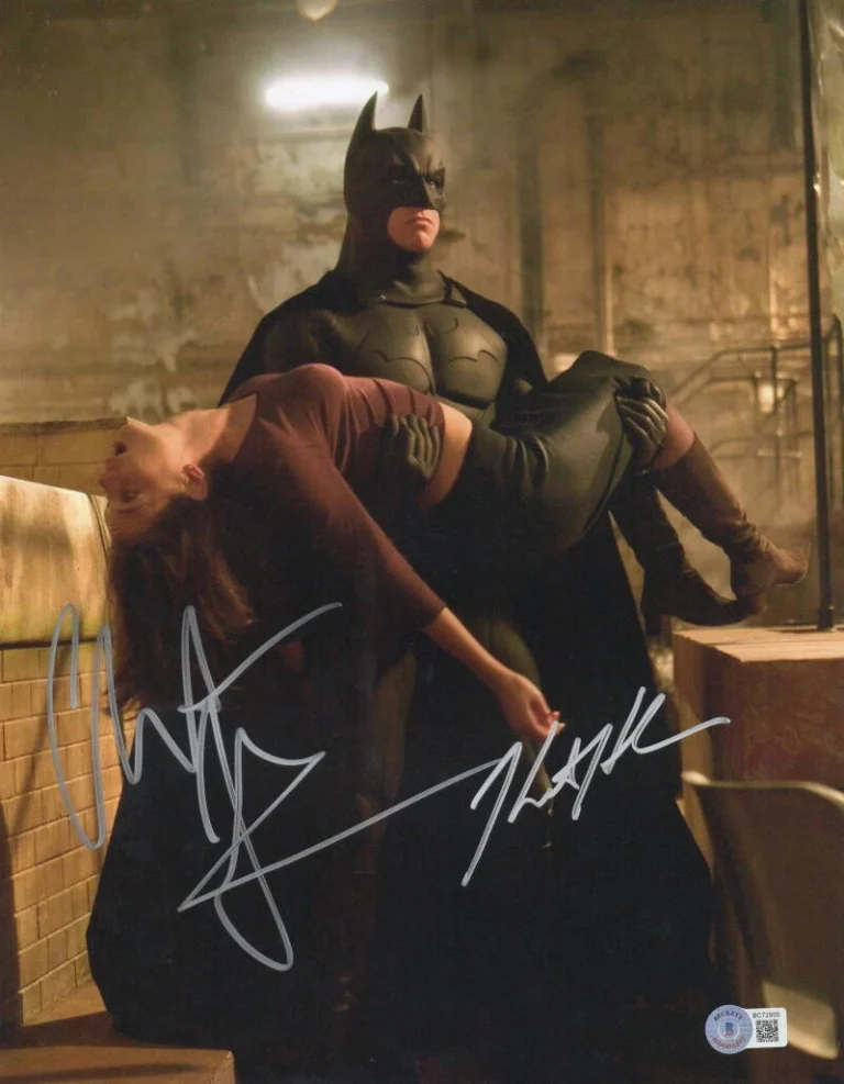 Christian Bale Katie Holmes Signed 11x14 Photo Batman Begins Beckett LOA