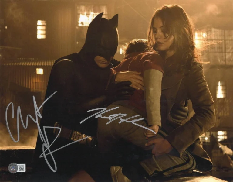 Christian Bale Katie Holmes Signed 11x14 Photo Batman Begins Beckett LOA