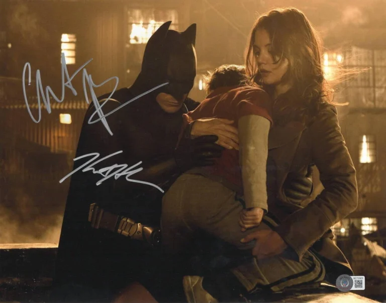Christian Bale Katie Holmes Signed 11x14 Photo Batman Begins Beckett LOA