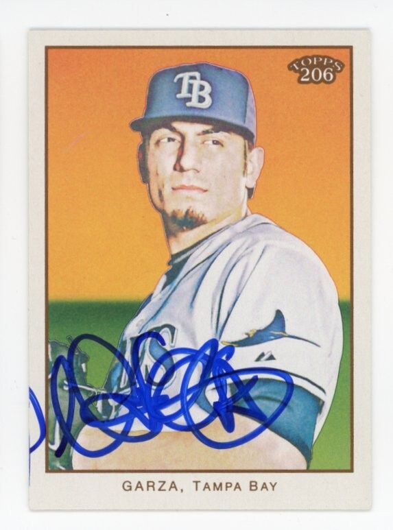 SIGNED BASEBALL CARD AUTO 2009 TOPPS 206 MATT GARZA TAMPA BAY RAYS #95