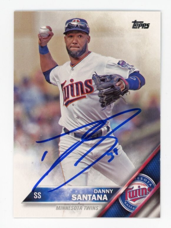 SIGNED BASEBALL CARD AUTO TOPPS 2016 DANNY SANTANA MINNESOTA TWINS #645