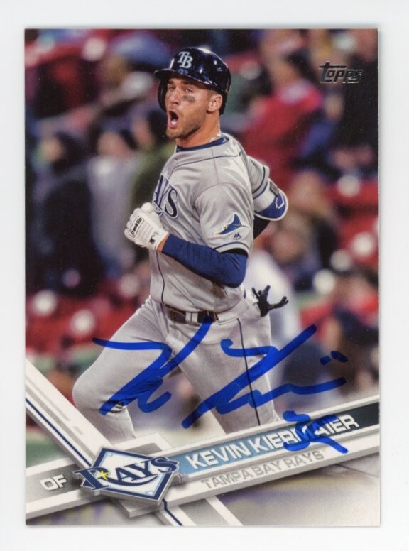 SIGNED BASEBALL CARD AUTO TOPPS 2017 KEVIN KIERMAIER TAMPA BAY RAYS #154