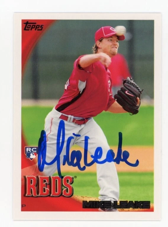 SIGNED BASEBALL CARD AUTO TOPPS 2010 MIKE LEAKE #375 CINICINNATI REDS RC