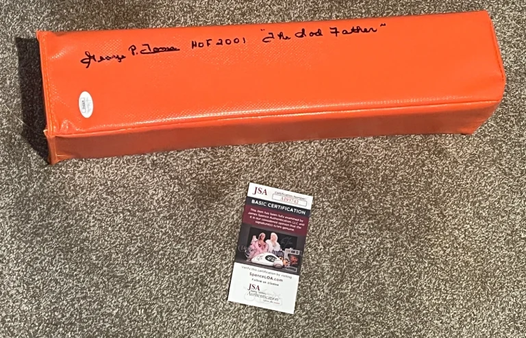 GEORGE TOMA SIGNED FOOTBALL PYLON AUTO KC CHIEFS HOF SUPER BOWL JSA COA