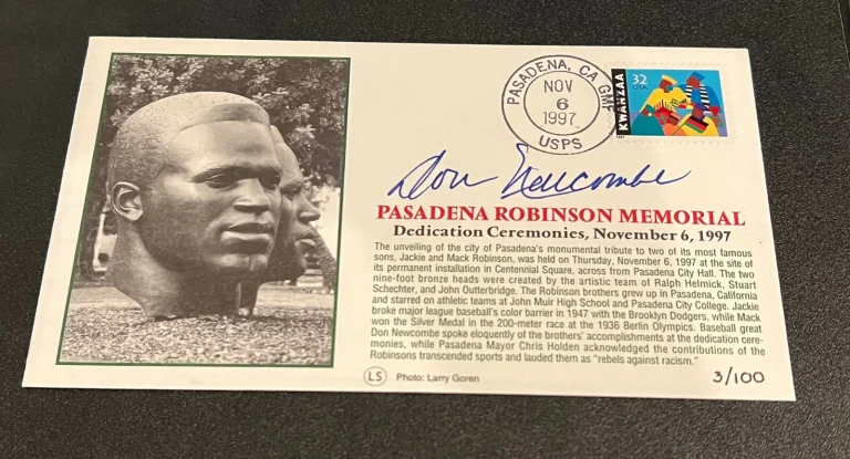 DON NEWCOMBE SIGNED BASEBALL AUTO CACHET BROOKLYN DODGERS JSA COA