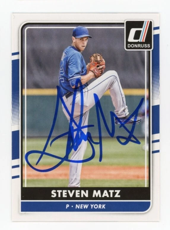 SIGNED BASEBALL CARD AUTO 2016 DONRUSS STEVEN MATZ NEW YORK METS #171