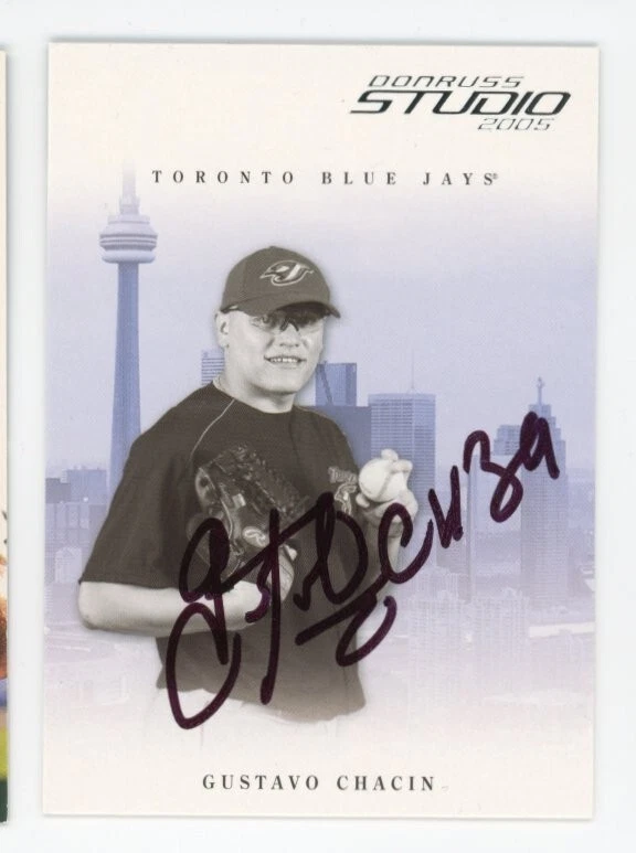 SIGNED BASEBALL CARD AUTO 2005 DONRUSS STUDIO GUSTAVO CHACIN TORONTO BLUE JAYS
