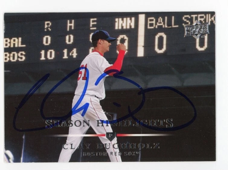 SIGNED BASEBALL CARD AUTO UPPER DECK UD 2008 CLAY BUCHHOLZ #384 BOSTON RED SOX