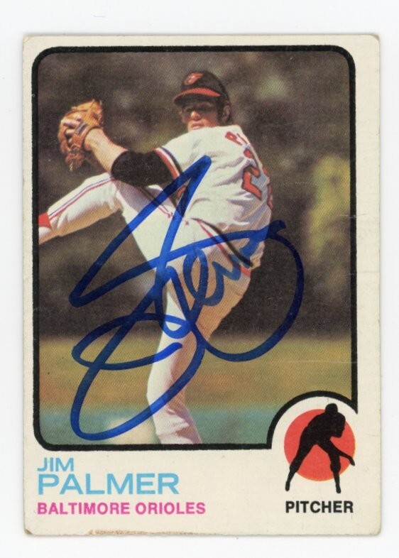 SIGNED BASEBALL CARD AUTO 1973 TOPPS JIM PALMER HOF BALTIMORE ORIOLES #160