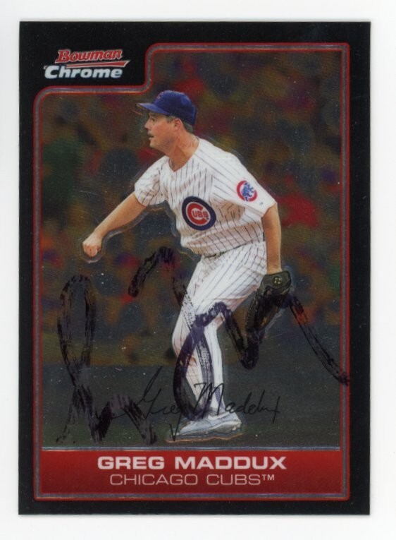 SIGNED BASEBALL CARD AUTO 2006 BOWMAN CHROME GREG MADDUX CHICAGO CUBS *BUBBLED