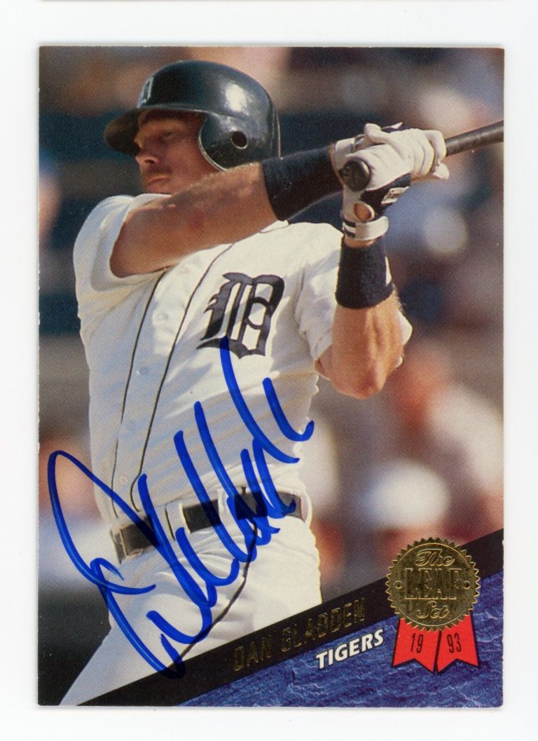 SIGNED BASEBALL CARD AUTO 1993 LEAF DAN GLADDEN DETROIT TIGERS #60