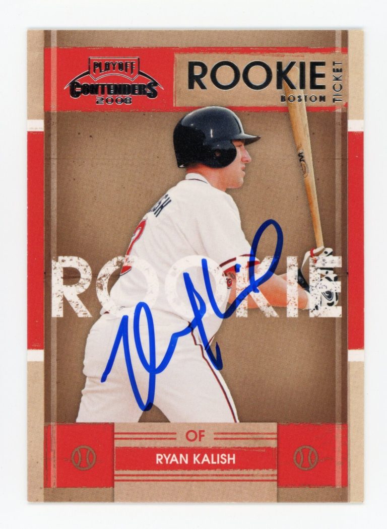 SIGNED BASEBALL CARD AUTO 2008 PLAYOFF CONTENDERS RYAN KALISH BOSTON RED SOX #42
