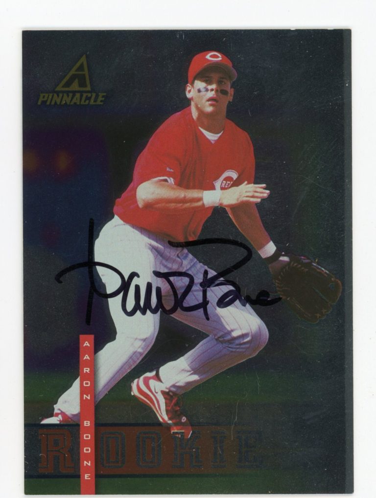 SIGNED BASEBALL CARD AUTO 1998 PINNACLE AARON BOONE CINCINNATI REDS #102 RC